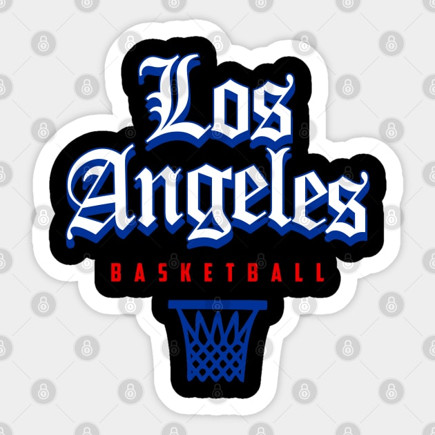 Los Angeles Basketball Old English 1 Sticker by funandgames